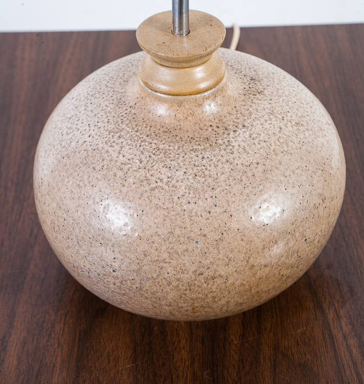 Mid Century Modern Lamp Table Light Ceramic Drip Glaze Round Lighting Gray Black Gold Large 70s Handmade Hand painted Shade