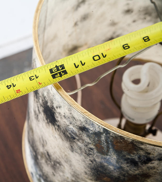 Mid Century Modern Lamp Table Light Ceramic Drip Glaze Round Lighting Gray Black Gold Large 70s Handmade Hand painted Shade