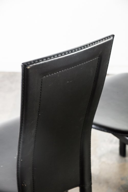 Mid Century Modern Dining Chairs Set 6 Cattelan Italia Black Leather Vintage Mcm - Image 12