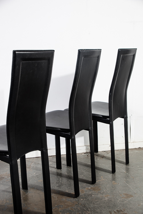 Mid Century Modern Dining Chairs Set 6 Cattelan Italia Black Leather Vintage Mcm - Image 9