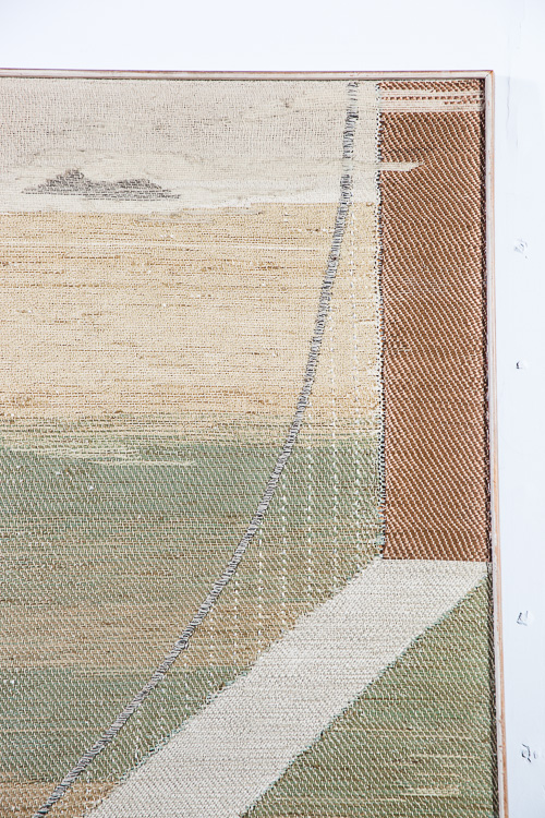 Mid Century Modern Woven Tapestry Art Golden Gate Bridge Original Signed Weaving - Image 5