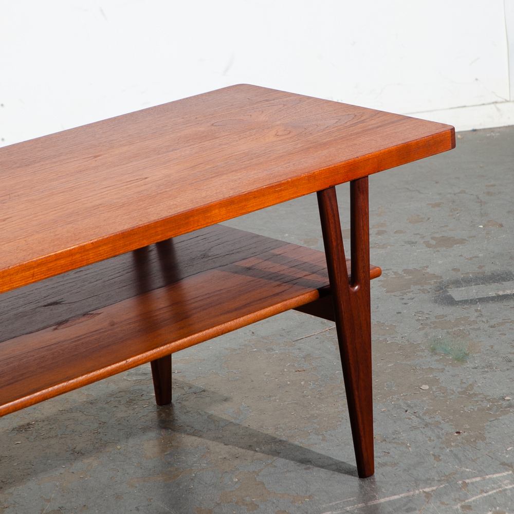 Mid Century Danish Modern Coffee Table Surfboard Shelf Solid Teak Kurt Ostervig for Jason Mobler Restored Vintage - Image 9