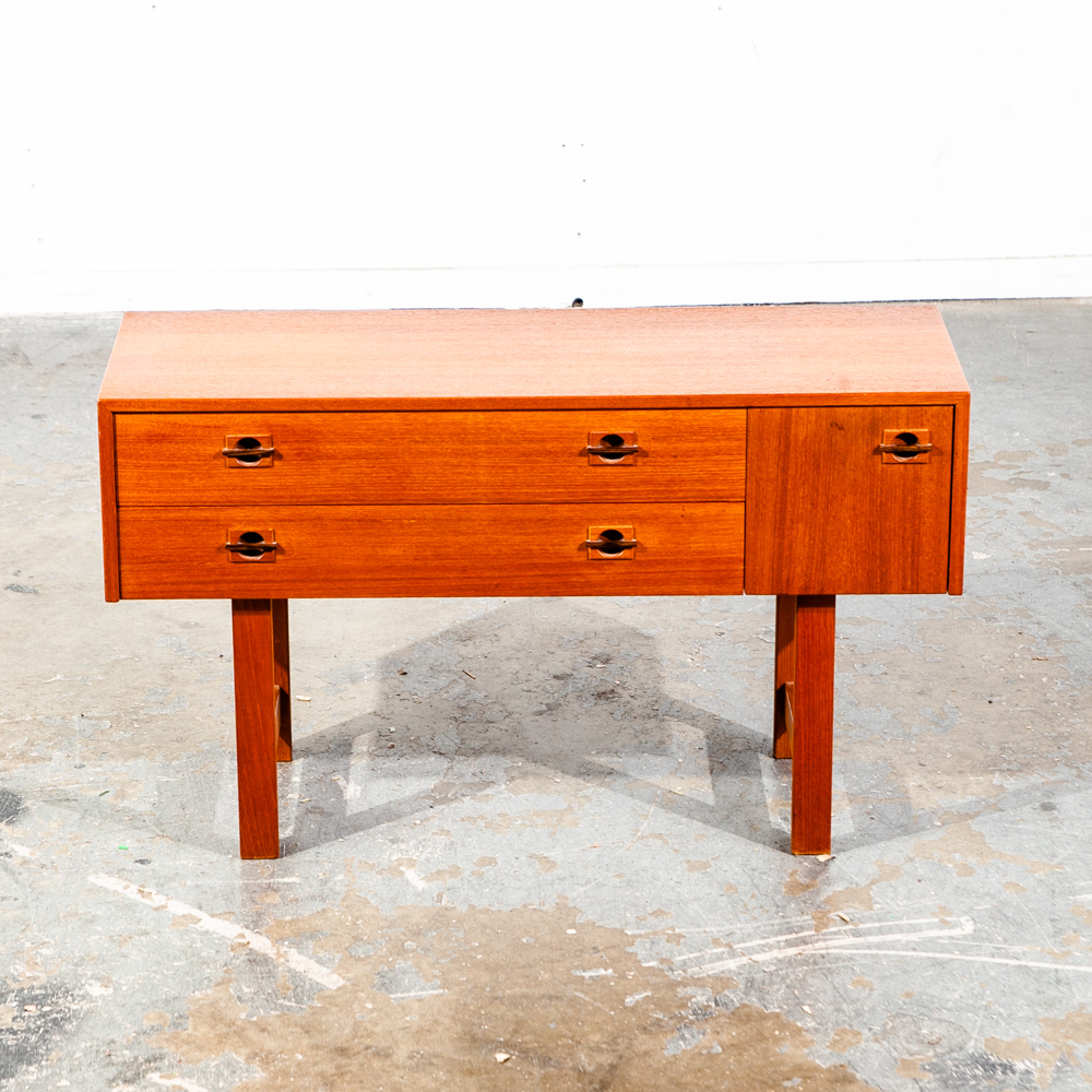 Mid Century Danish Modern Table Entryway Entrance Console Storage Small Vintage Rosewood Teak - Image 2