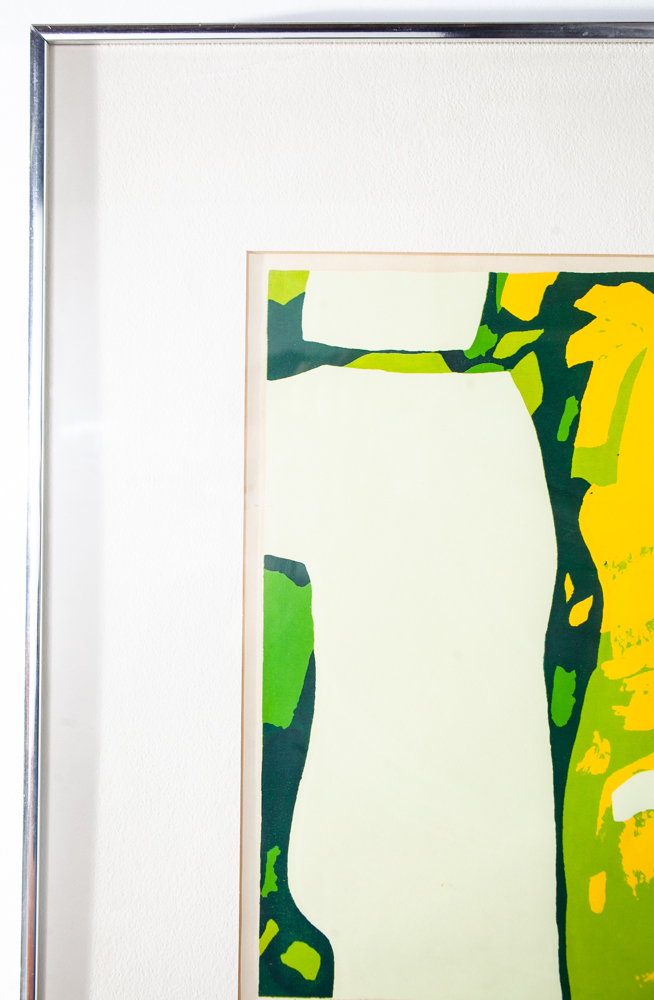 Mid Century Modern Original Art Print Lithograph Screenprint Green Yellow Signed Sylvia Birch Halperin The visitors - Image 7