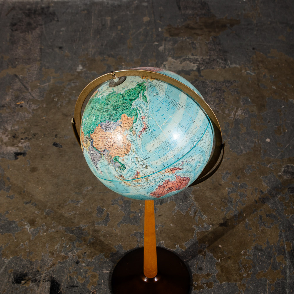 Mid Century Modern Globe Replogle World Nation Series Floor 1960s Wood Vintage - Image 10