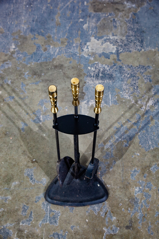 Mid Century Modern Fire Tools Metal Brass Pilgrim Seymour Preway Set Stand Gold - Image 5