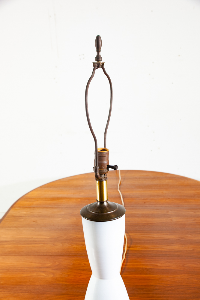 Mid Century Modern Table Lamp Ceramic Studio Blue White Vintage Lighting Light - Image 11