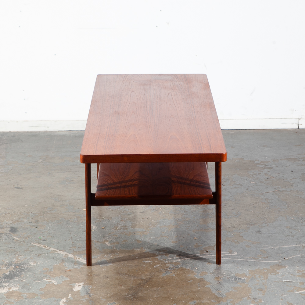 Mid Century Danish Modern Coffee Table Surfboard Shelf Solid Teak Kurt Ostervig for Jason Mobler Restored Vintage - Image 11