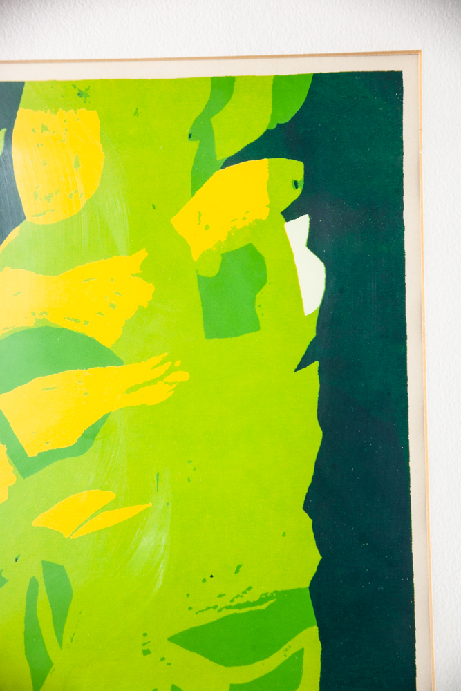 Mid Century Modern Original Art Print Lithograph Screenprint Green Yellow Signed Sylvia Birch Halperin The visitors - Image 6