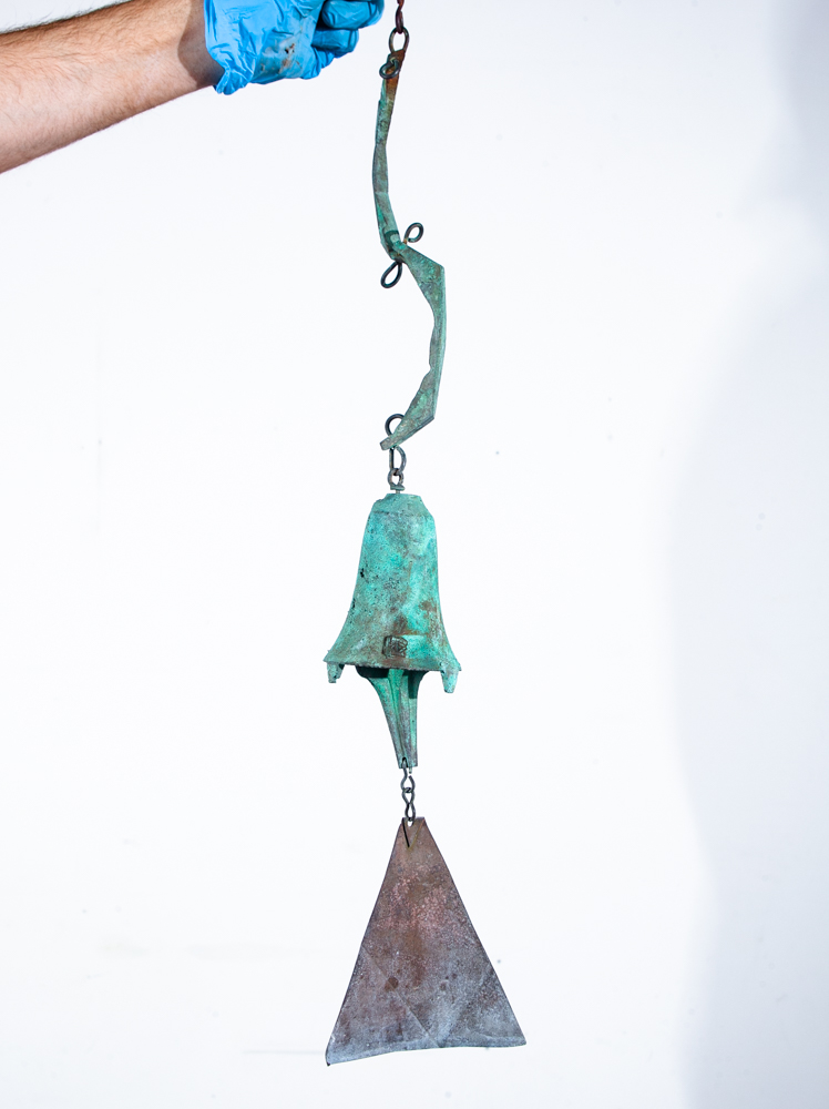 Mid Century Modern Wind Chime Bell Paolo Soleri Cast Bronze Early Signed 23.5 in