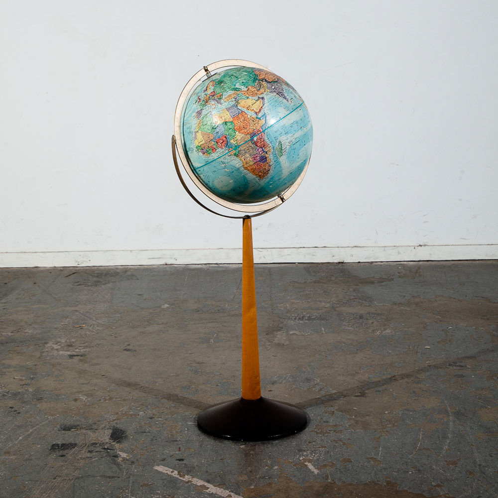 Mid Century Modern Globe Replogle World Nation Series Floor 1960s Wood Vintage