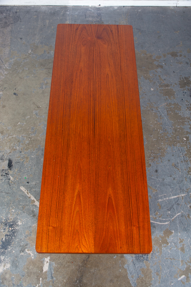 Mid Century Danish Modern Coffee Table Surfboard Shelf Solid Teak Kurt Ostervig for Jason Mobler Restored Vintage - Image 3