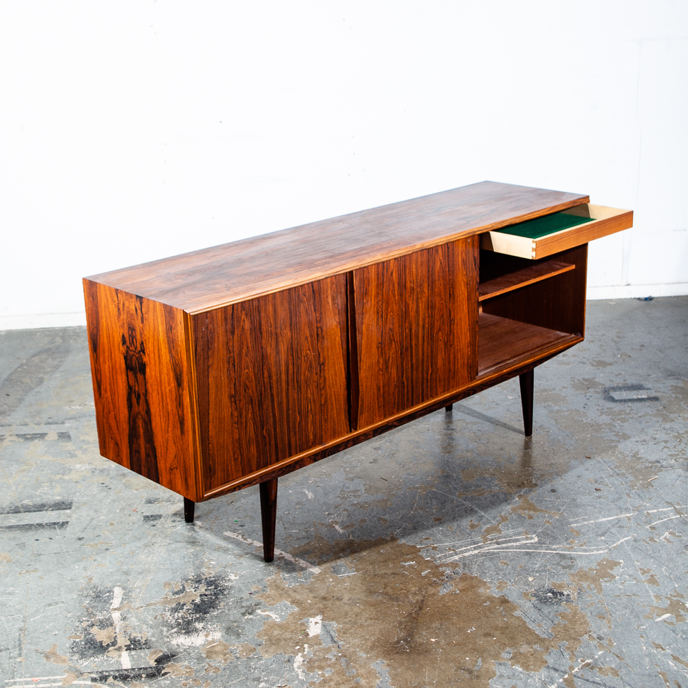 Mid Century Danish Modern Credenza Sideboard Solid Rosewood Drawers Denmark Mcm Vintage Arne Vodder Hans Wegner - Image 3