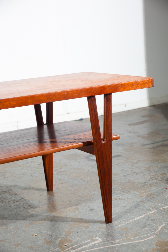 Mid Century Danish Modern Coffee Table Surfboard Shelf Solid Teak Kurt Ostervig for Jason Mobler Restored Vintage - Image 6