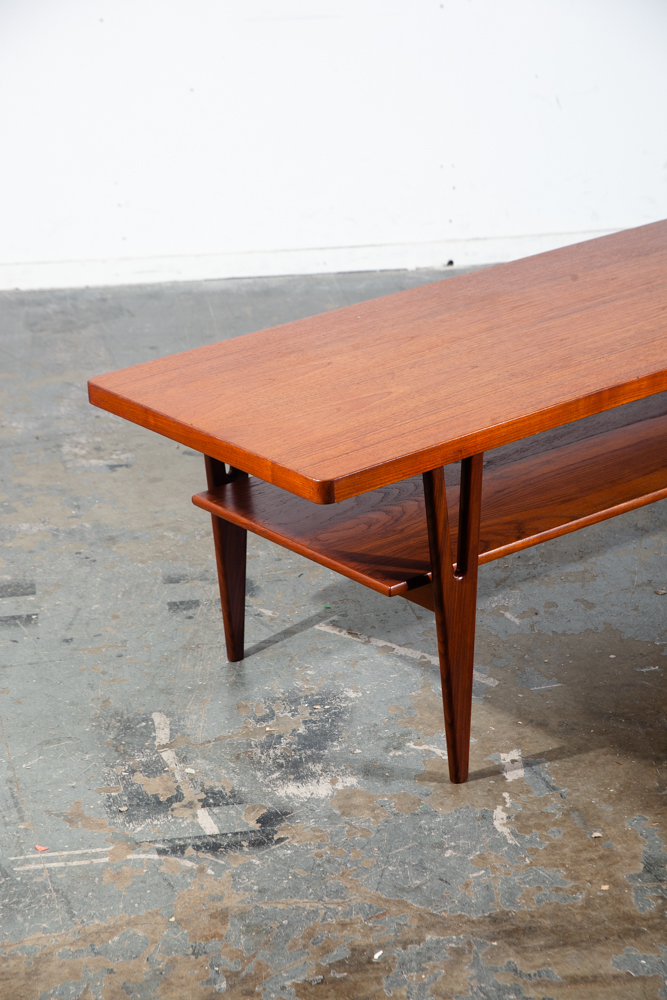 Mid Century Danish Modern Coffee Table Surfboard Shelf Solid Teak Kurt Ostervig for Jason Mobler Restored Vintage - Image 8