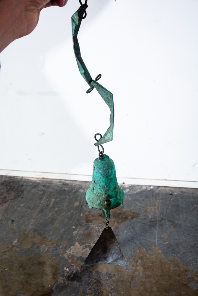 Mid Century Modern Wind Chime Bell Paolo Soleri Cast Bronze Early Signed 23.5 in - Image 9