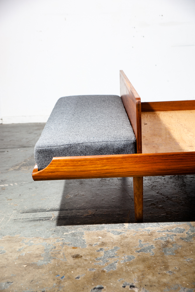 Mid Century Modern Bedframe Bed Head Board Queen Solid Walnut Floating Danish Denmark Bench Cushion Vintage Custom - Image 10