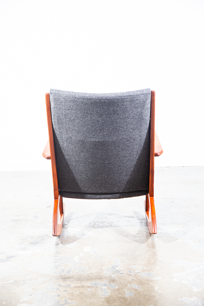 Mid Century Danish Modern Rocking Chair Teak Georg Jensen 97 Rocker Grey Black Tønder Møbelværk Denmark - Image 6