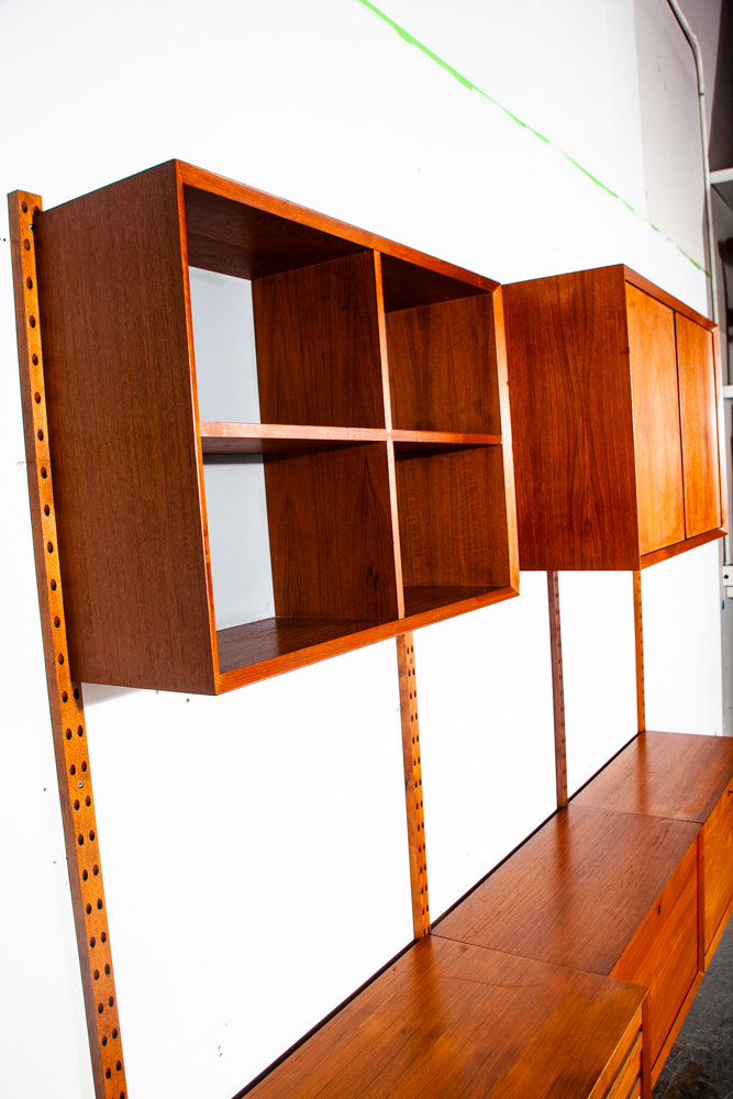 Mid Century Danish Modern Wall Unit Poul Cadovius Cado System Teak Wood 3 Bay Modular Denmark Dowel - Image 6