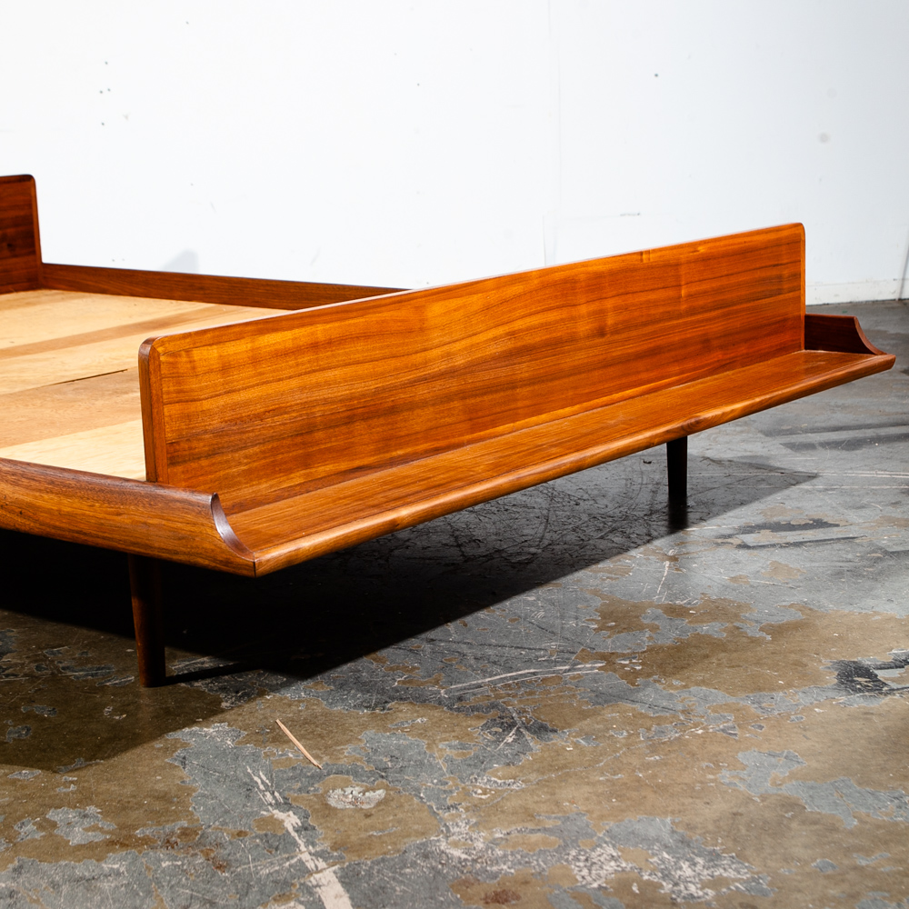 Mid Century Modern Bedframe Bed Head Board Queen Solid Walnut Floating Danish Denmark Bench Cushion Vintage Custom - Image 11