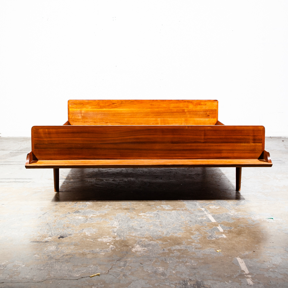Mid Century Modern Bedframe Bed Head Board Queen Solid Walnut Floating Danish Denmark Bench Cushion Vintage Custom - Image 9