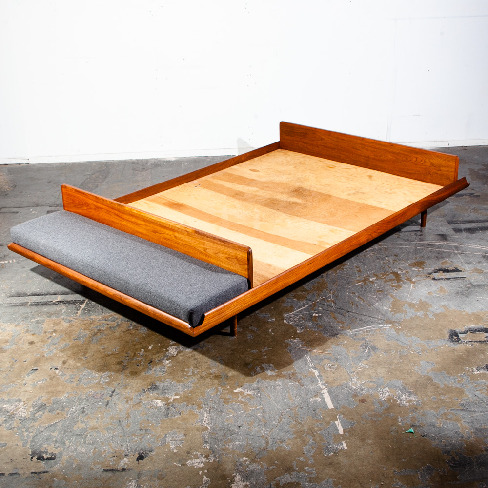 Mid Century Modern Bedframe Bed Head Board Queen Solid Walnut Floating Danish Denmark Bench Cushion Vintage Custom - Image 6