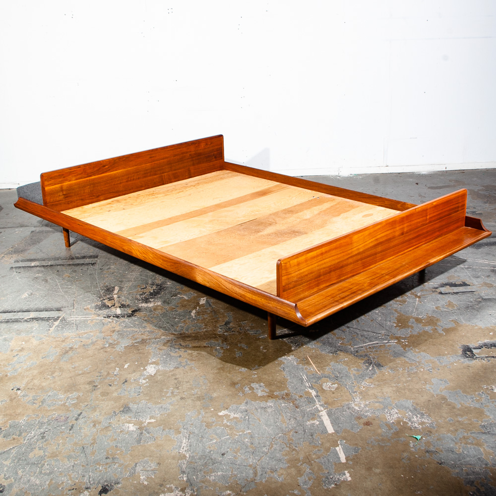 Mid Century Modern Bedframe Bed Head Board Queen Solid Walnut Floating Danish Denmark Bench Cushion Vintage Custom - Image 5