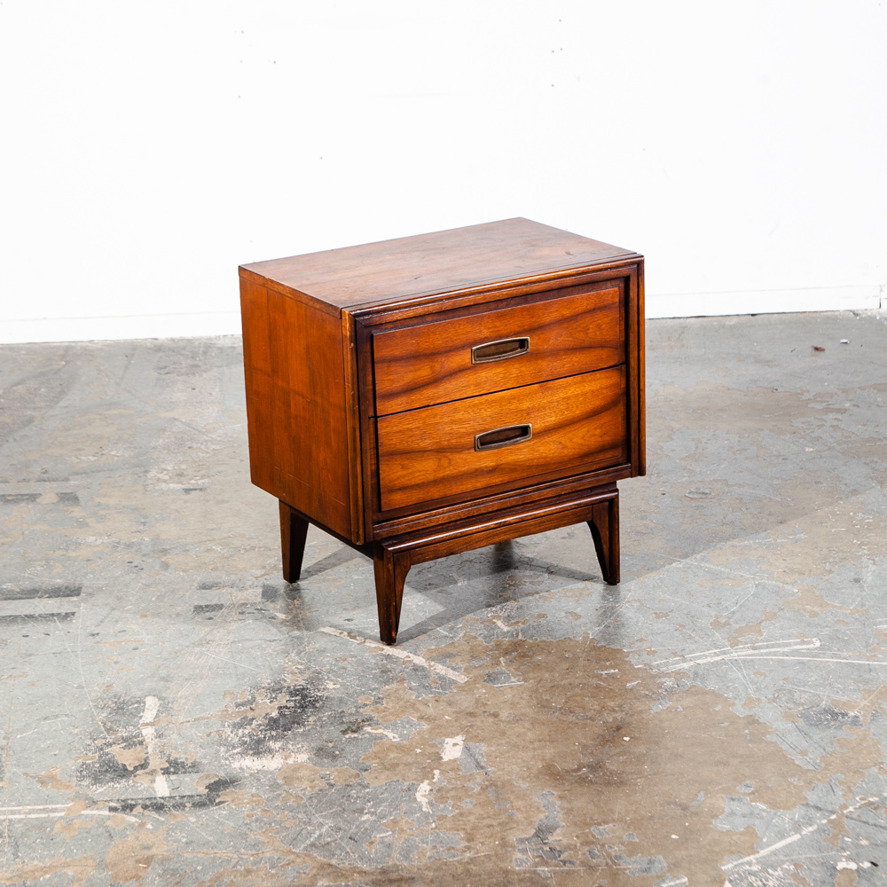 Mid Century Modern Nightstand End Side Table Two Drawers Lane Shelf Vintage Mcm