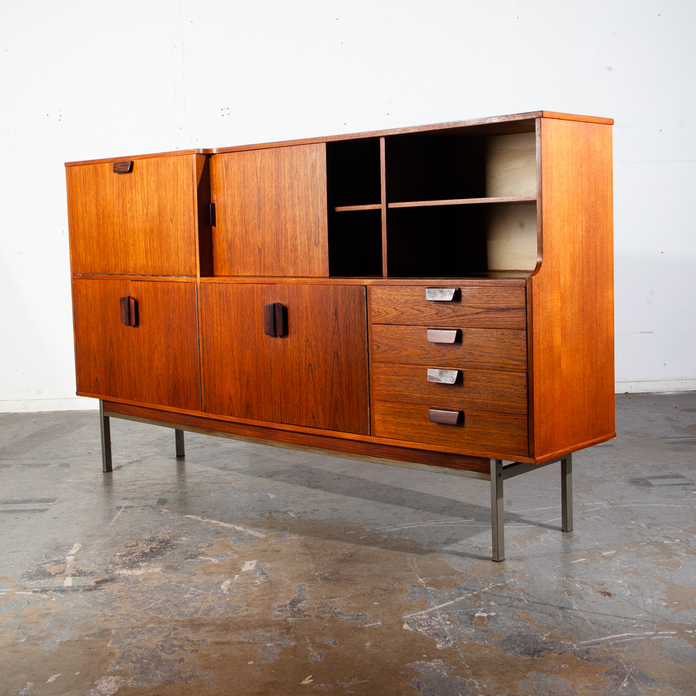 Mid Century Danish Modern Credenza Sideboard Teak Solid Rosewood Metal Cabinet Vintage Dutch Scandanavian - Image 3