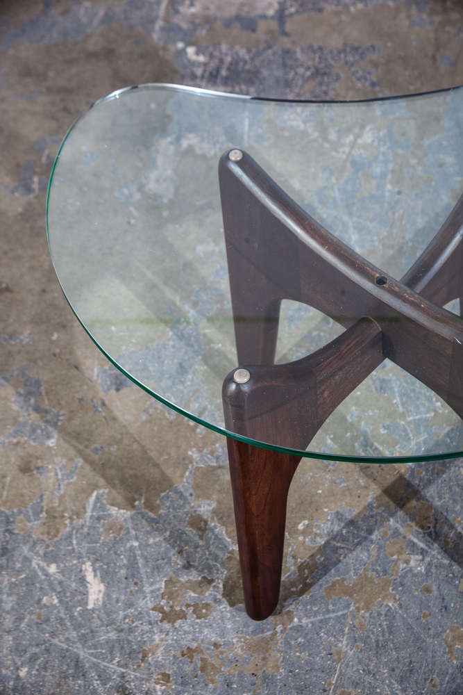 Mid Century Modern Side Table End Wood Kroehler Adrian Pearsall Nightstand Mcm Glass - Image 5