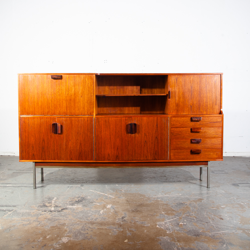 Mid Century Danish Modern Credenza Sideboard Teak Solid Rosewood Metal Cabinet Vintage Dutch Scandanavian - Image 2