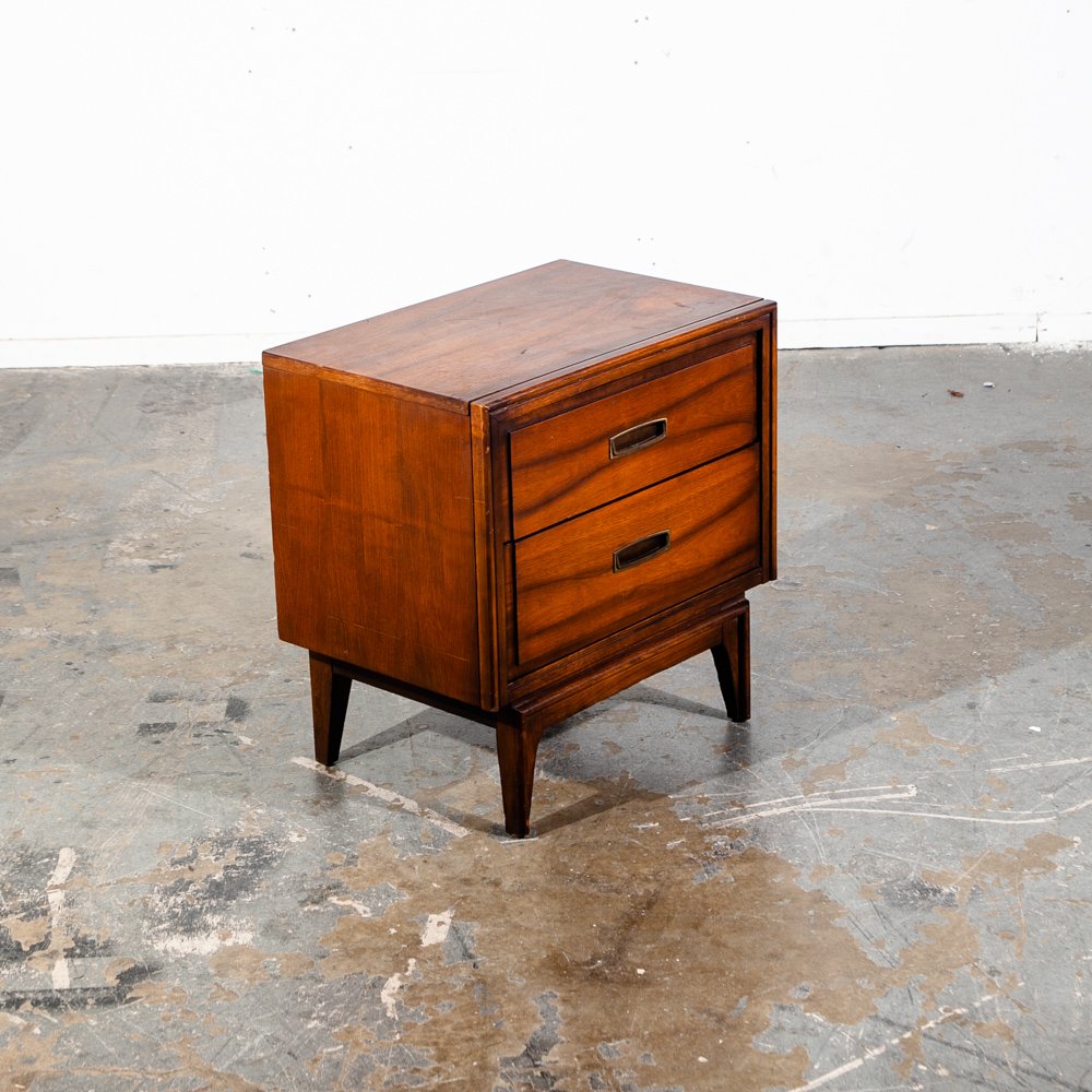 Mid Century Modern Nightstand End Side Table Two Drawers Lane Shelf Vintage Mcm - Image 3
