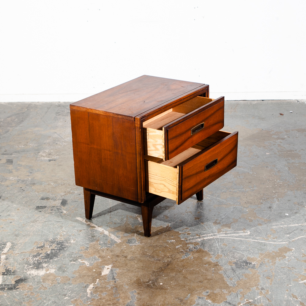 Mid Century Modern Nightstand End Side Table Two Drawers Lane Shelf Vintage Mcm - Image 4
