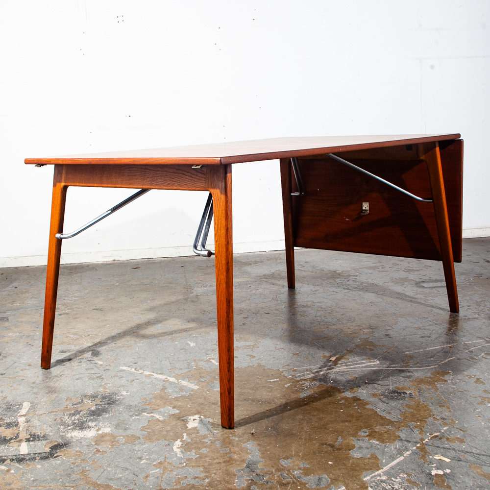 Mid Century Danish Modern Dining Table Teak Borge Mogensen Soborg Mobler #162 Extension Leaf x2 Kitchen Writing - Image 6