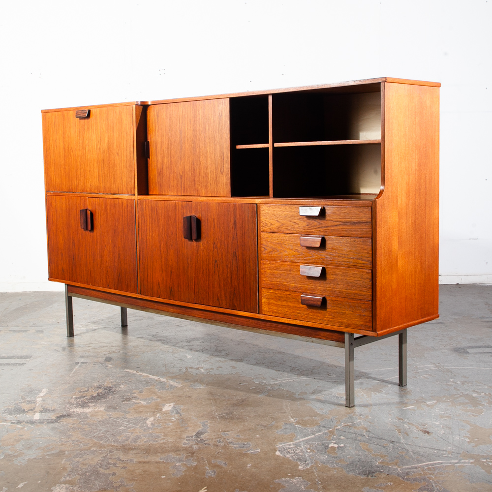 Mid Century Danish Modern Credenza Sideboard Teak Solid Rosewood Metal Cabinet Vintage Dutch Scandanavian - Image 5