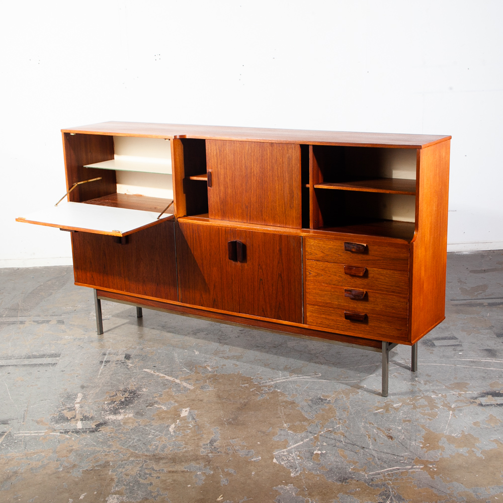 Mid Century Danish Modern Credenza Sideboard Teak Solid Rosewood Metal Cabinet Vintage Dutch Scandanavian - Image 4