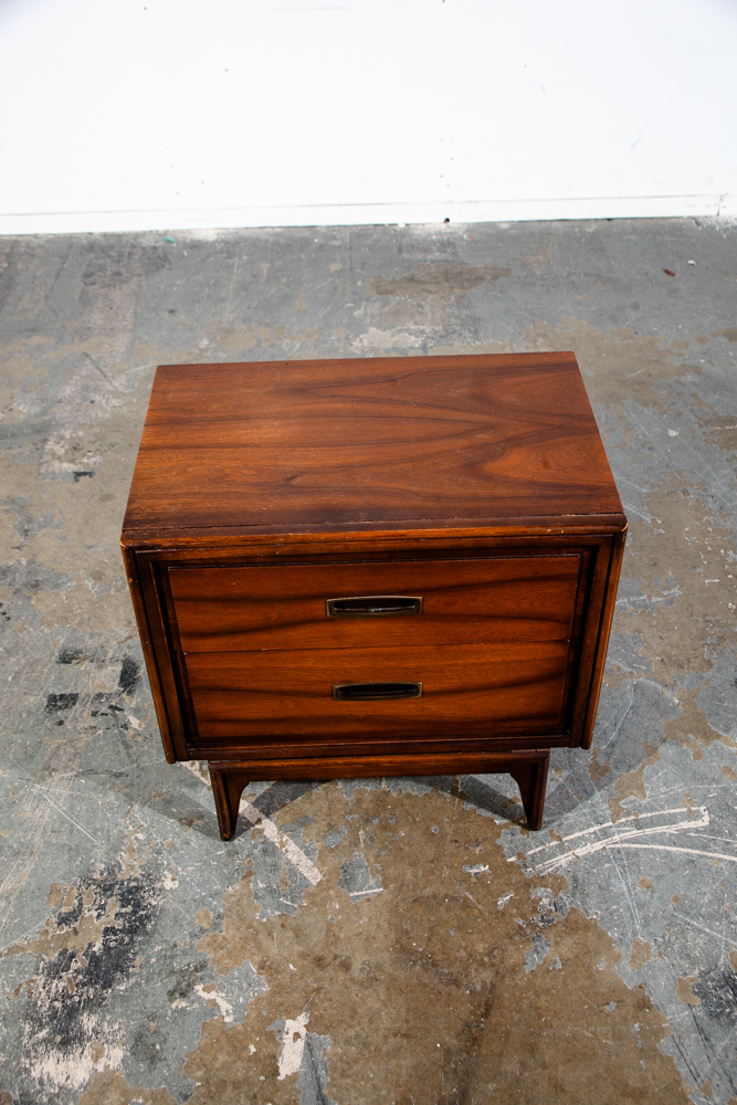 Mid Century Modern Nightstand End Side Table Two Drawers Lane Shelf Vintage Mcm - Image 9