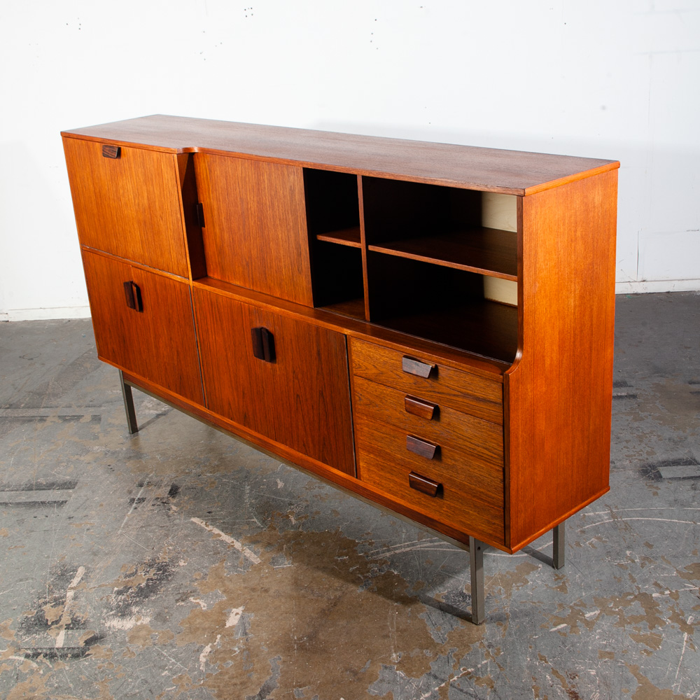 Mid Century Danish Modern Credenza Sideboard Teak Solid Rosewood Metal Cabinet Vintage Dutch Scandanavian - Image 8