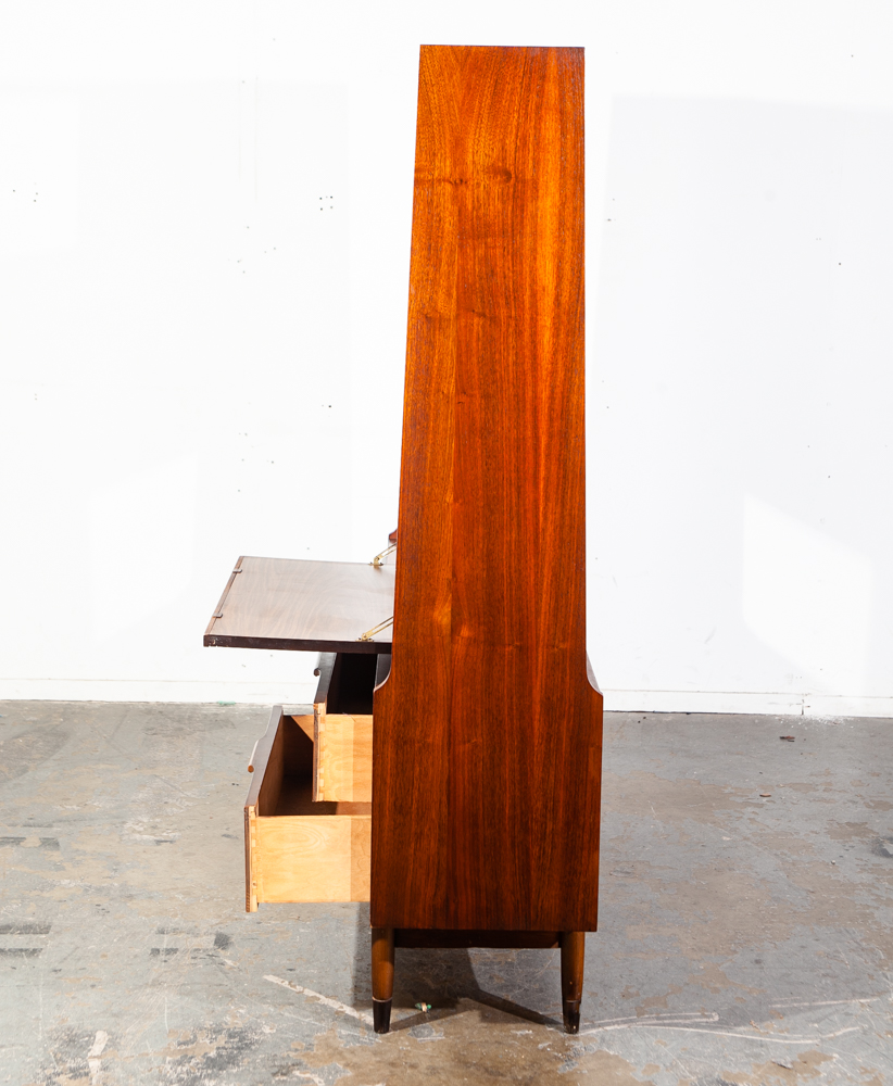 Mid Century Modern Room Divider Wall Unit Credenza Cabinet Walnut Vintage Danish Fold Down Desk - Image 5