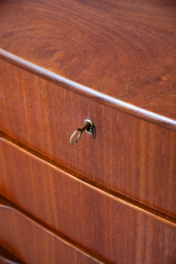 Mid Century Danish Modern Highboy Dresser Solid Teak 6 Drawer Ejsing Mobler Key Denmark Vintage - Image 11