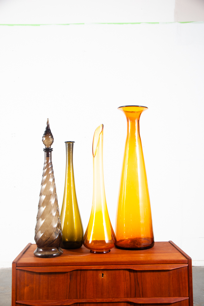 Mid Century Modern Glass Vase Lot Set 4 70s Handblown Viking Colorful Large Mcm Decorative - Image 5