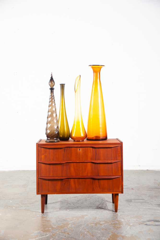 Mid Century Modern Glass Vase Lot Set 4 70s Handblown Viking Colorful Large Mcm Decorative - Image 2