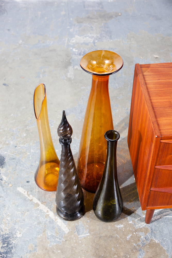 Mid Century Modern Glass Vase Lot Set 4 70s Handblown Viking Colorful Large Mcm Decorative - Image 4