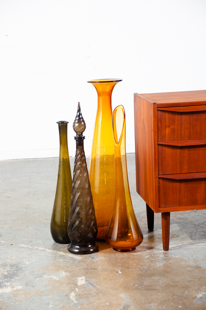 Mid Century Modern Glass Vase Lot Set 4 70s Handblown Viking Colorful Large Mcm Decorative - Image 3