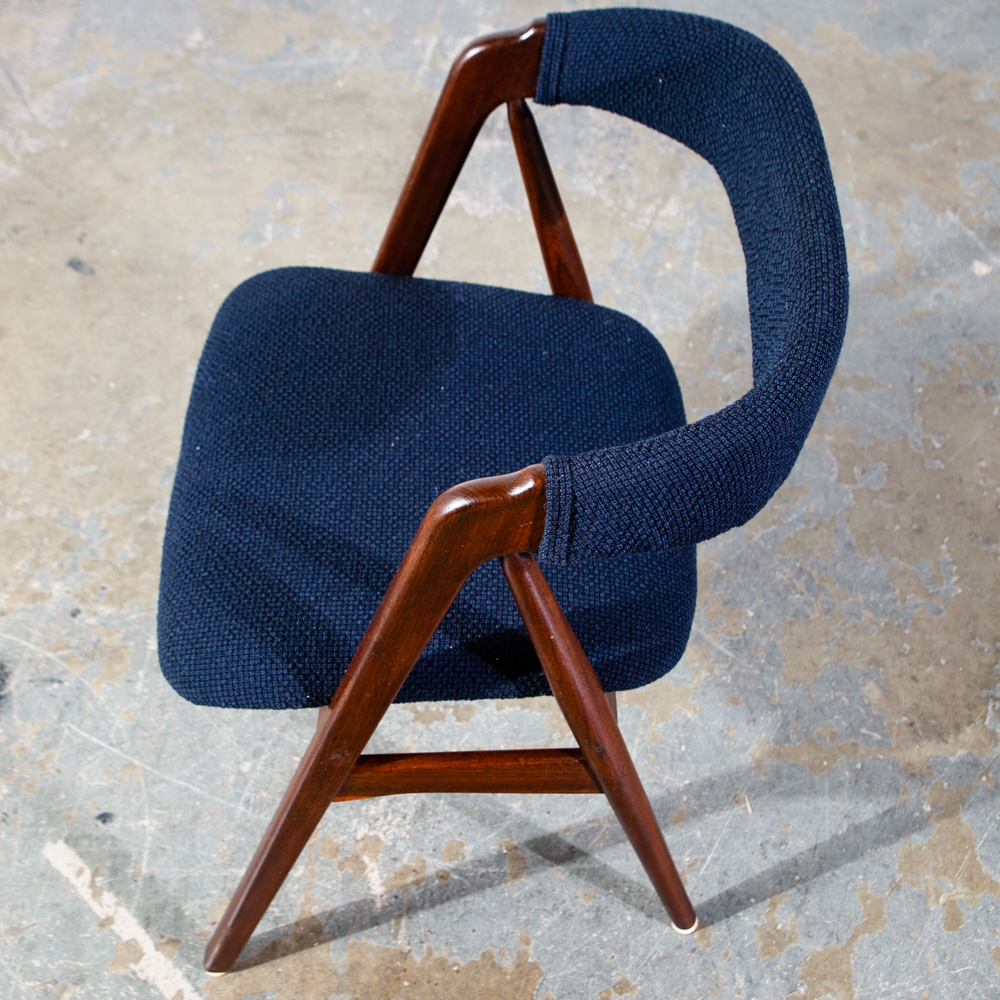 Mid Century Danish Modern Dining Chairs Set 4 Teak Th. Harlev Farstrup M Black Knoll Studio Reupholstered - Image 10
