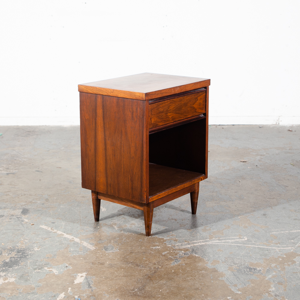 Mid Century Modern Walnut Nightstand Single End Side Table Drawer American Design Wood