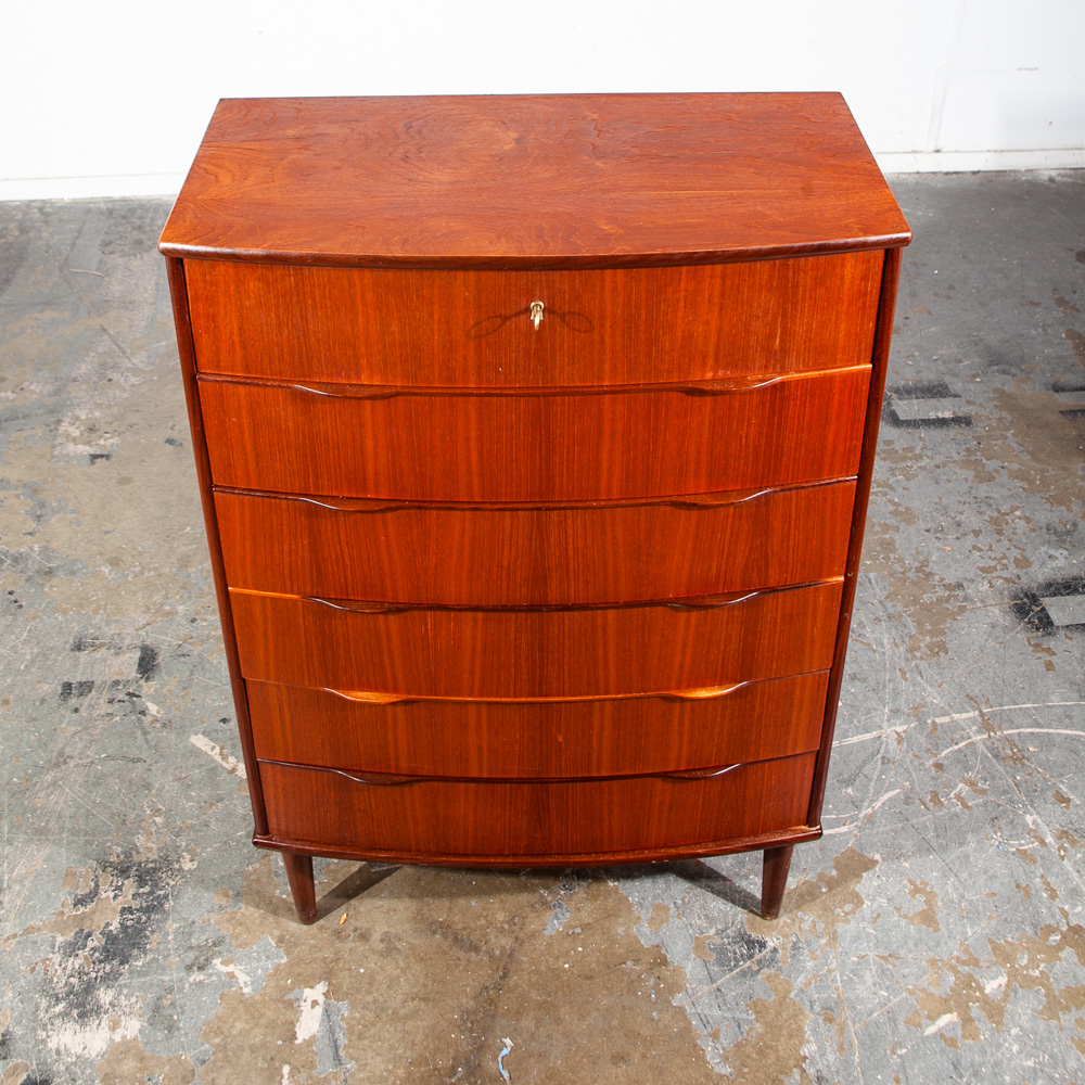 Mid Century Danish Modern Highboy Dresser Solid Teak 6 Drawer Ejsing Mobler Key Denmark Vintage - Image 5