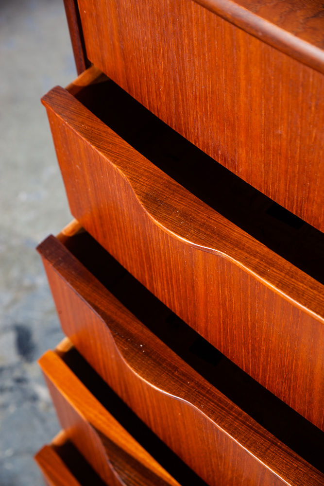 Mid Century Danish Modern Highboy Dresser Solid Teak 6 Drawer Ejsing Mobler Key Denmark Vintage - Image 10