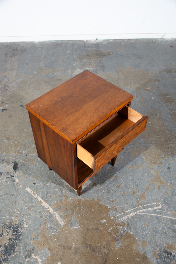 Mid Century Modern Walnut Nightstand Single End Side Table Drawer American Design Wood - Image 7