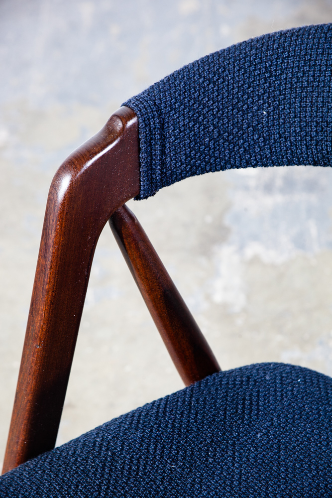 Mid Century Danish Modern Dining Chairs Set 4 Teak Th. Harlev Farstrup M Black Knoll Studio Reupholstered - Image 12